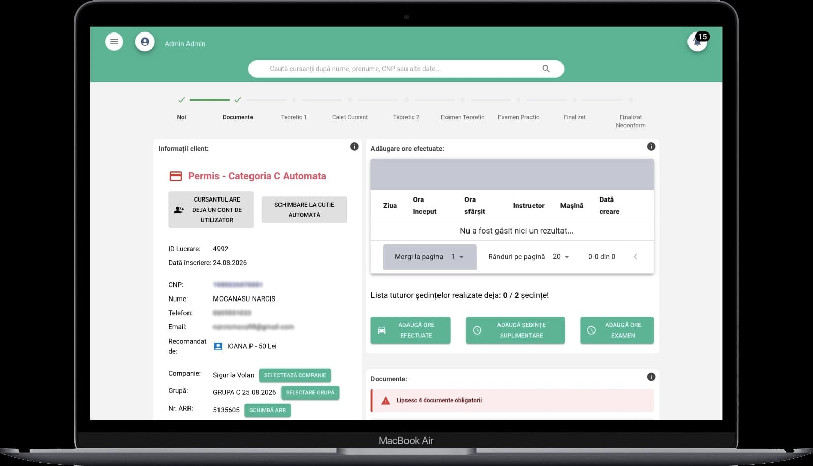 Sigur la Volan — End-to-end CRM & operations platform for a driving school